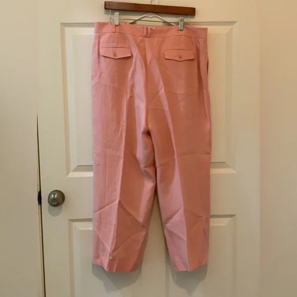 Talbots Women's Pink Cropped Heritage Linen Blend Pants.   Size-16 - Picture 3 of 4
